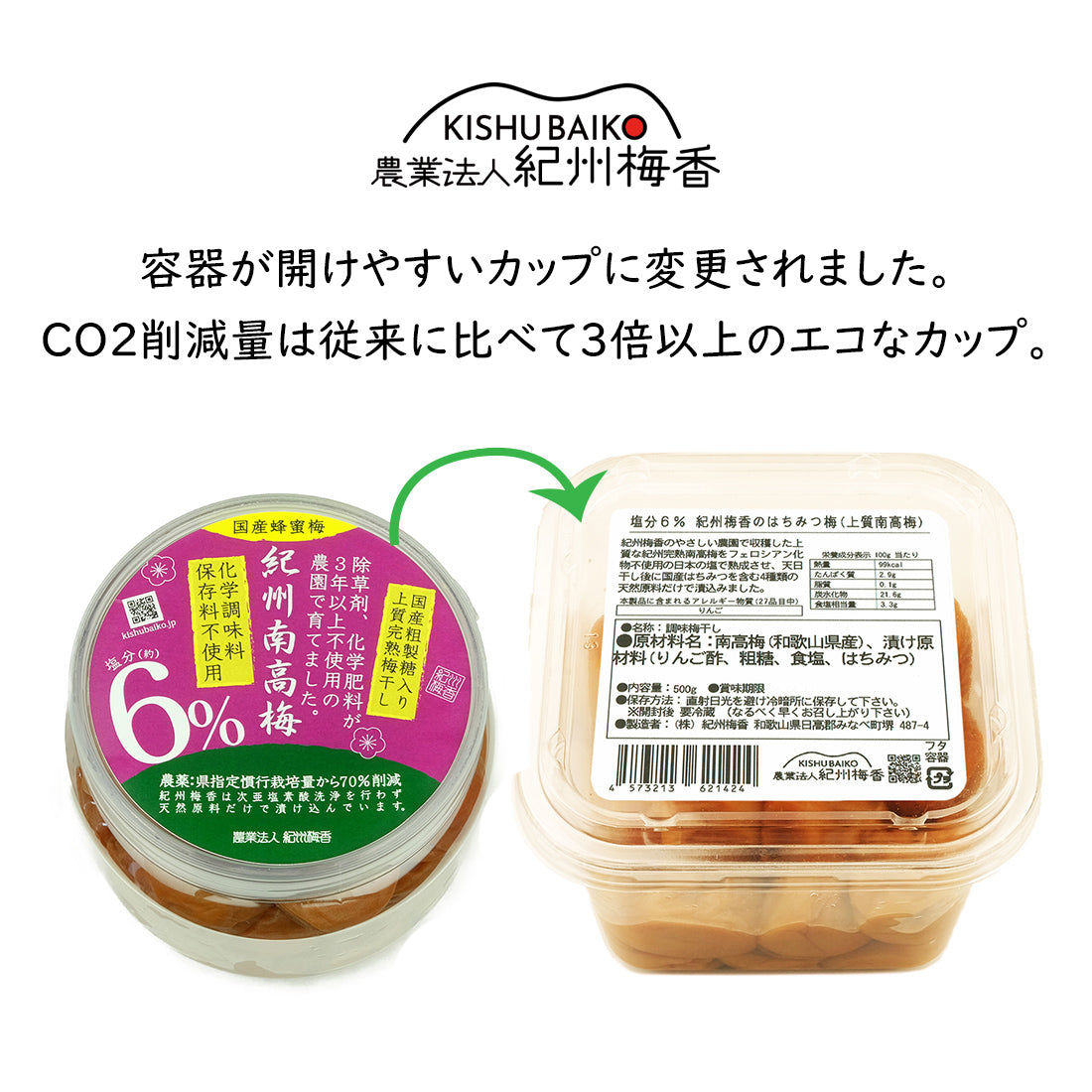 【無添加 上質梅干し】紀州梅香の上質はちみつ梅 500g (低塩6%（中粒～大粒）- 6-C
